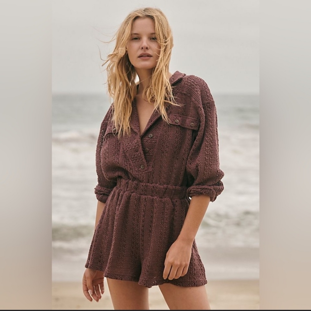 Free People Beach Ryan Romper Plum Size XS NWT